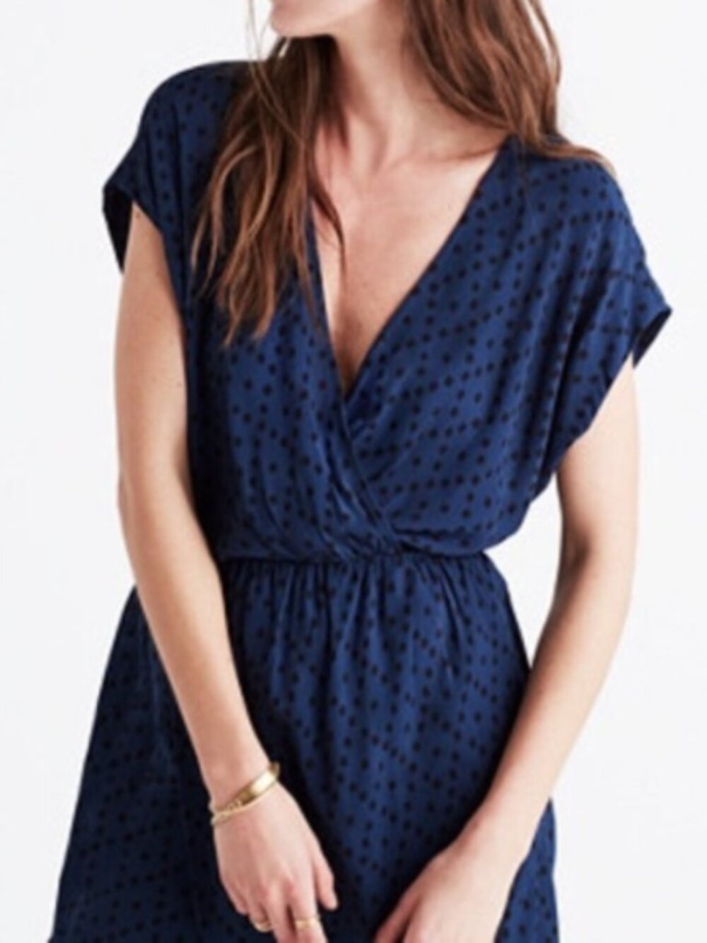 Madewell Faux Wrap Mini Dress, Diamond Brushstroke, V-Neck - Womens XS